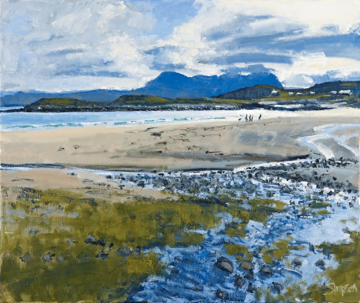 Four Figures  a Dog, 2011 (olja på duk) av Charles Simpson