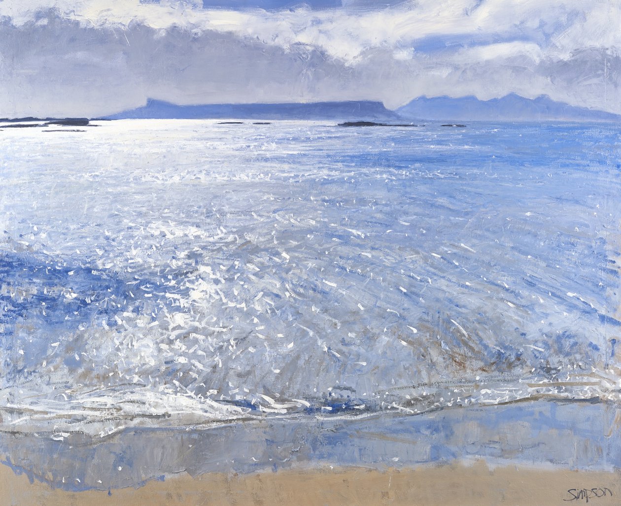 Late Afternoon, Eigg  Rum, 2013 (olja på duk) av Charles Simpson