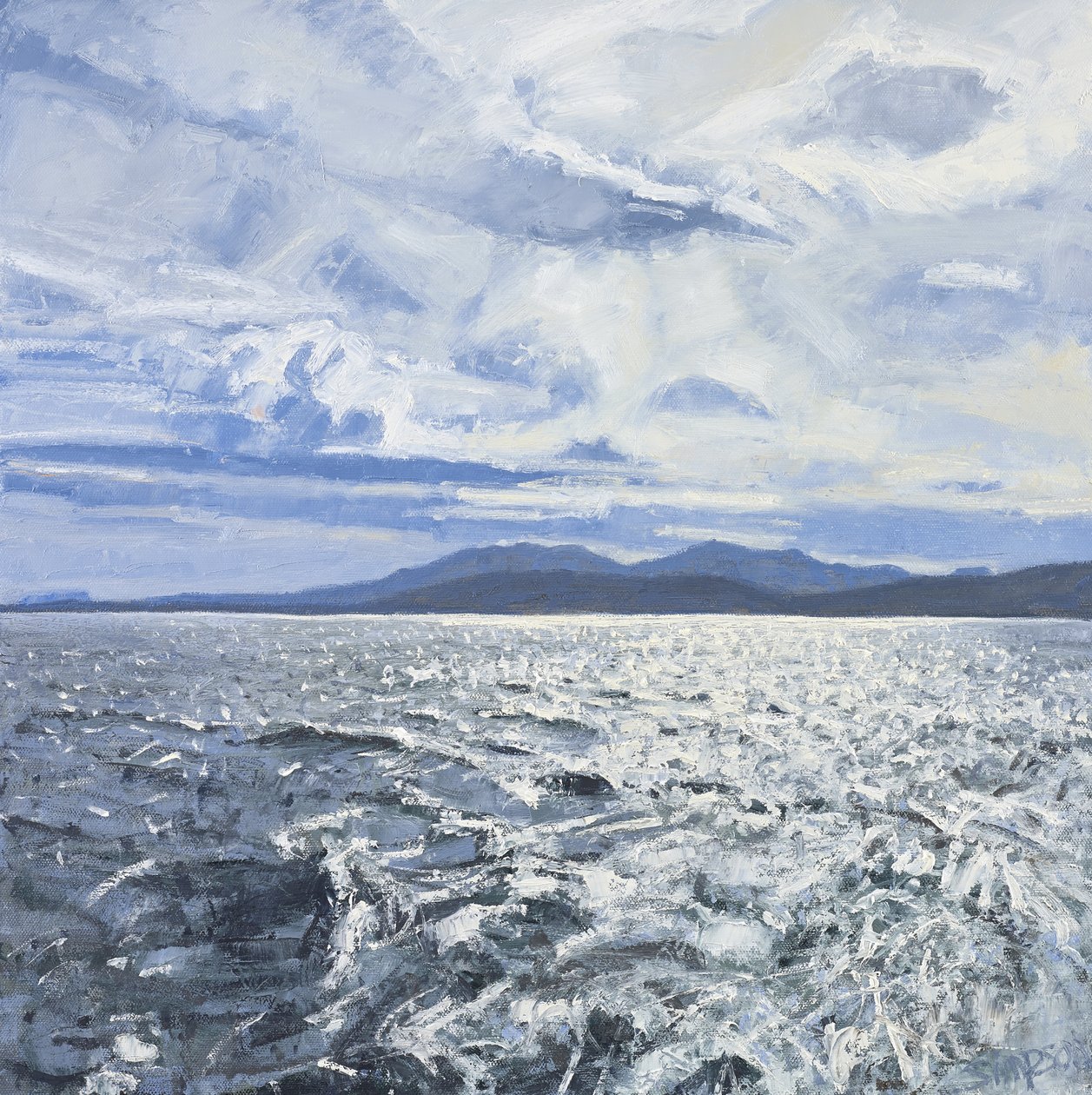 Leaving Barra, 2013 (olja på duk) av Charles Simpson