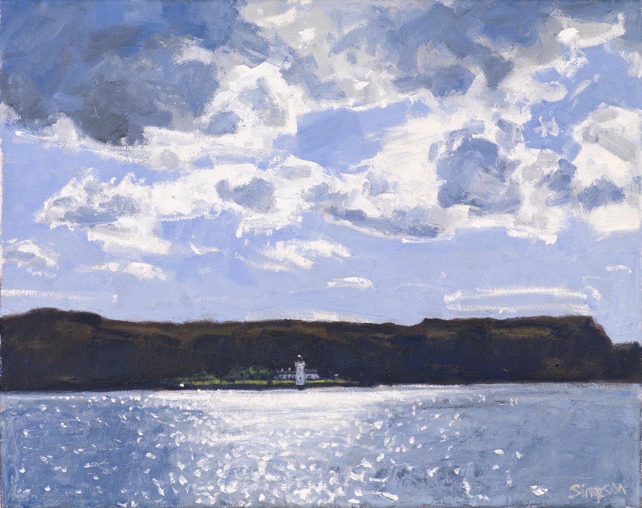 Lighthouse, 2017 (olja på duk) av Charles Simpson