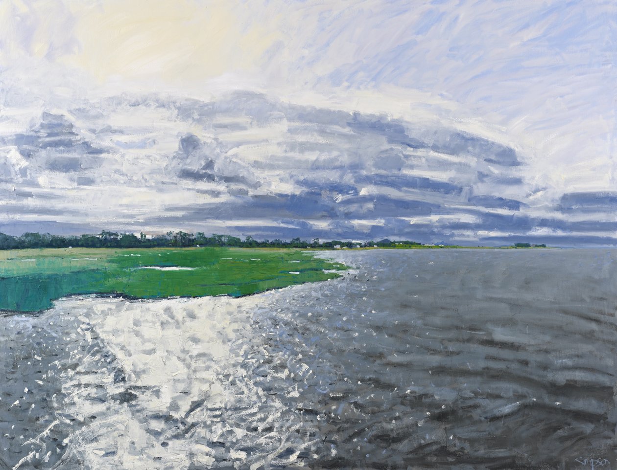 October Light, Aberlady, 2012 (olja på duk) av Charles Simpson