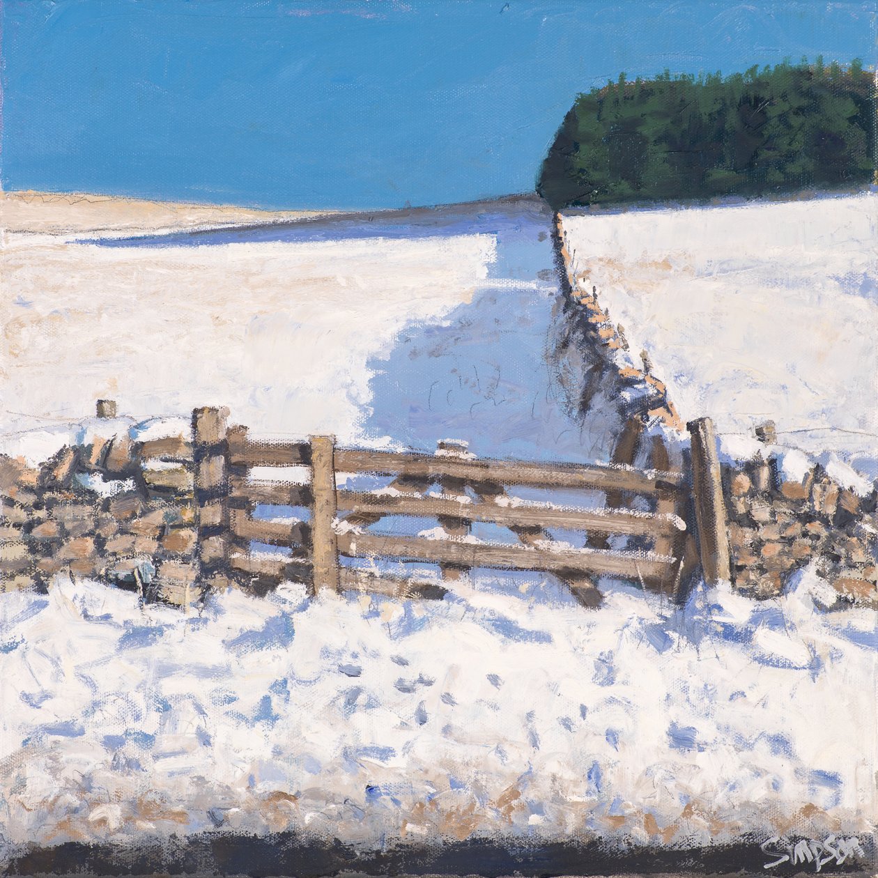 Roadside Gate, 2017 (olja på duk) av Charles Simpson