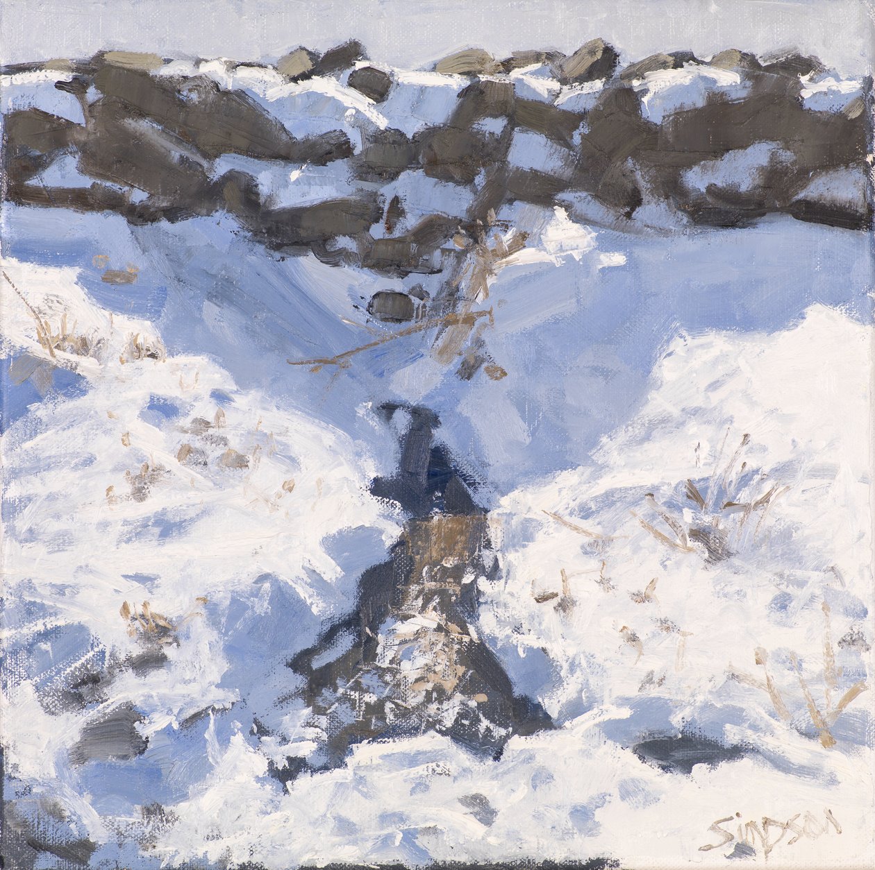Roadside Snow, 2016 (olja på duk) av Charles Simpson