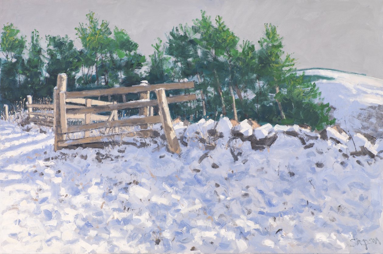 Small Wood, Torwoodlee, 2017 (olja på duk) av Charles Simpson