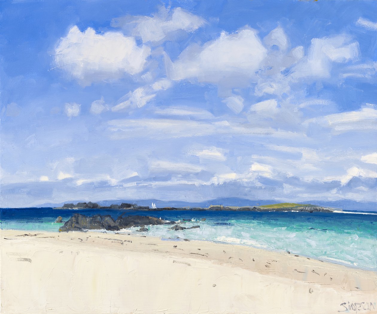 Summer Sky, Iona, 2015 (olja på duk) av Charles Simpson