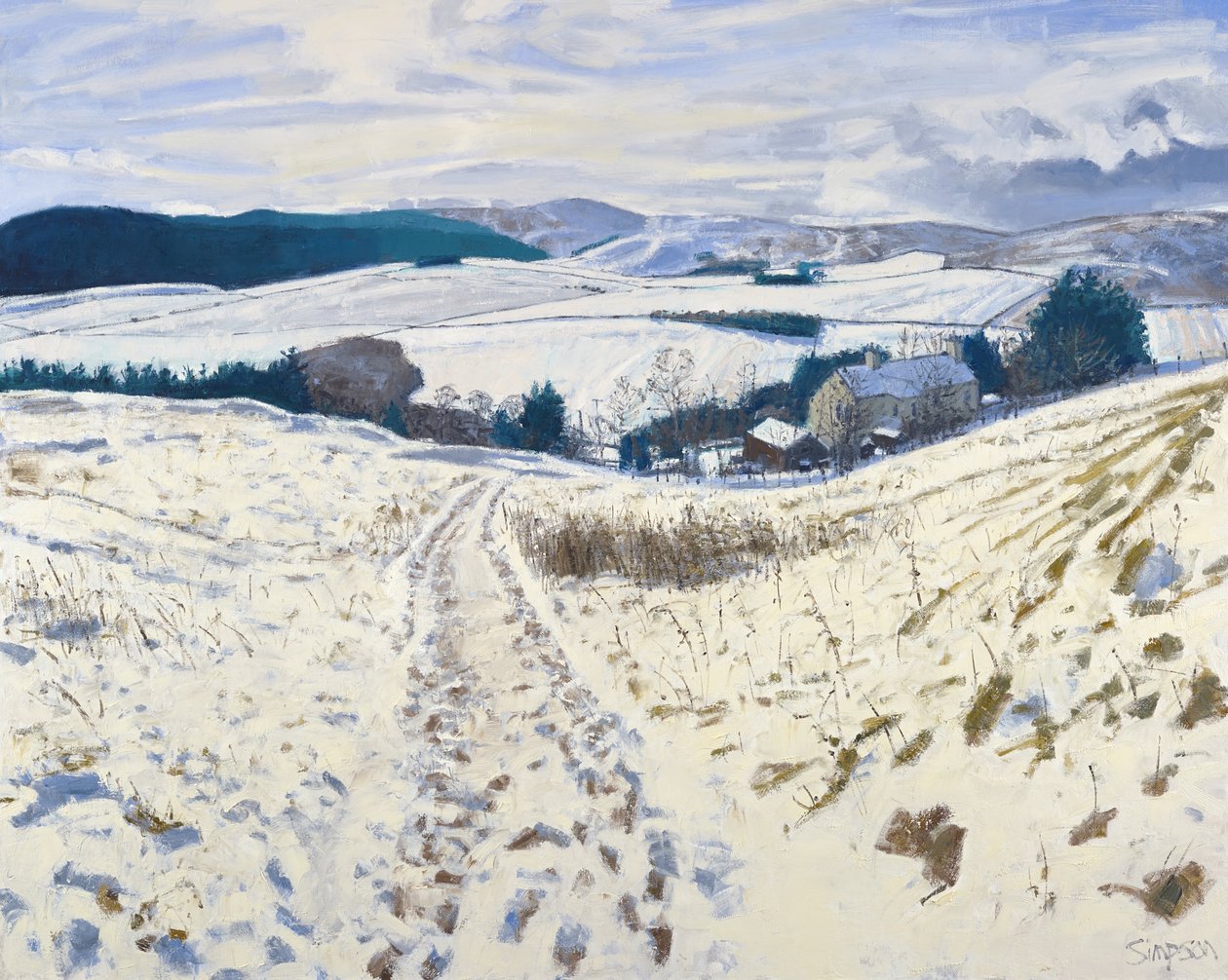 Track down the Hill, 2015 (olja på duk) av Charles Simpson