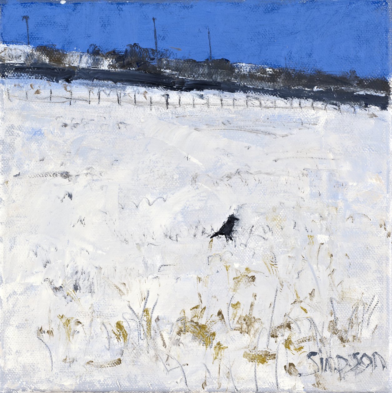 Winter Crow, 2011 (olja på duk) av Charles Simpson