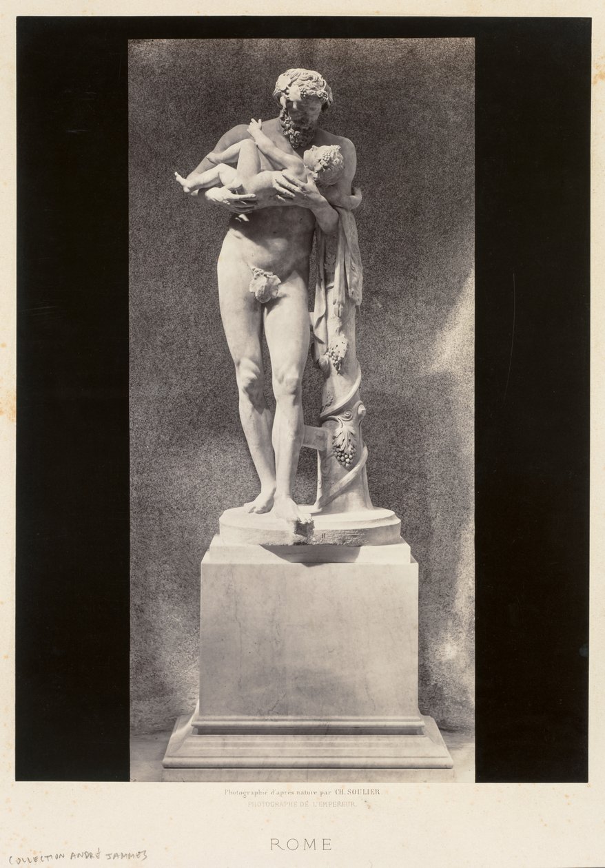 Silenus som håller barnet Dionysos, Louvren, Paris, ca. 1860-talet. av Charles Soulier