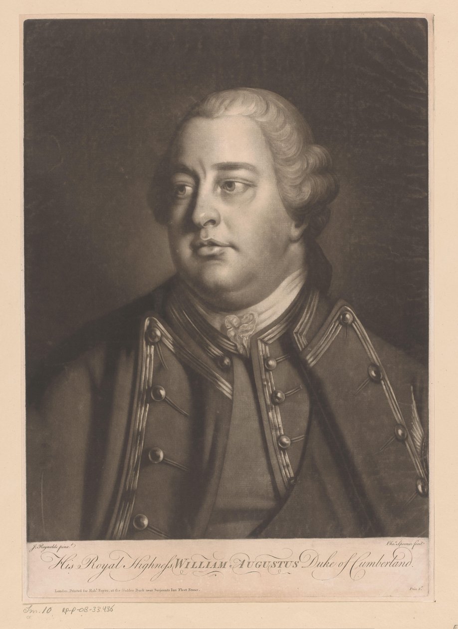 Porträtt av Willem Augustus van Cumberland Hans kungliga höghet William Augustus hertig av Cumberland (titel på objekt) av Charles Spooner