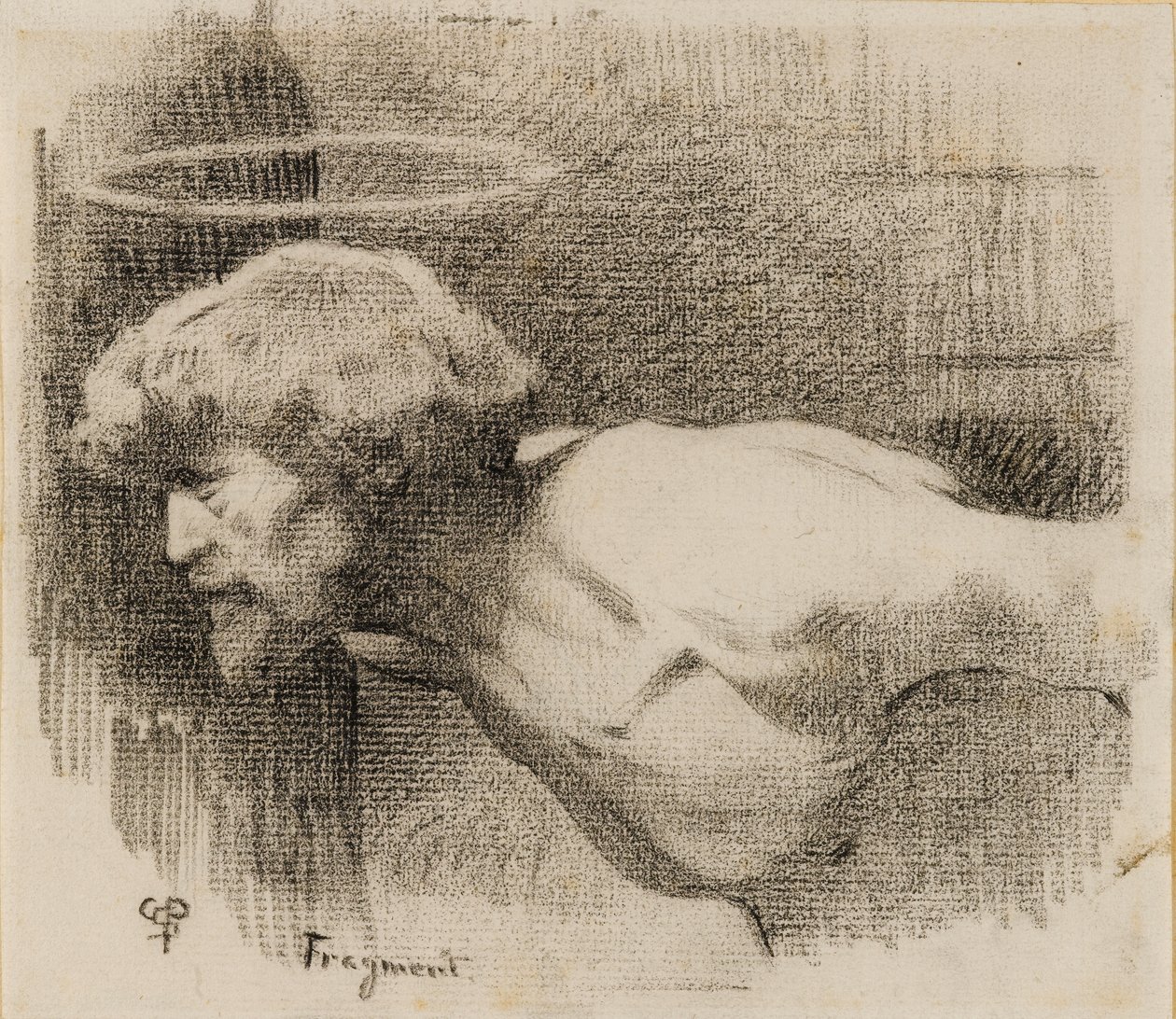 Studie för The Beheading of St. John the Baptist, c.1881 (kol på tjockt krämpapper) av Charles Sprague Pearce