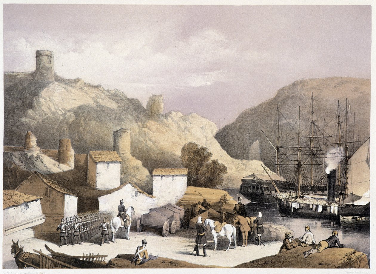 Balaclavas hamn i "" Sebastopol"" av Ch.Hardinge. Litho av Vincent Brooks, d. London 1855 Henry Graves. av Charles Stewart Hardinge