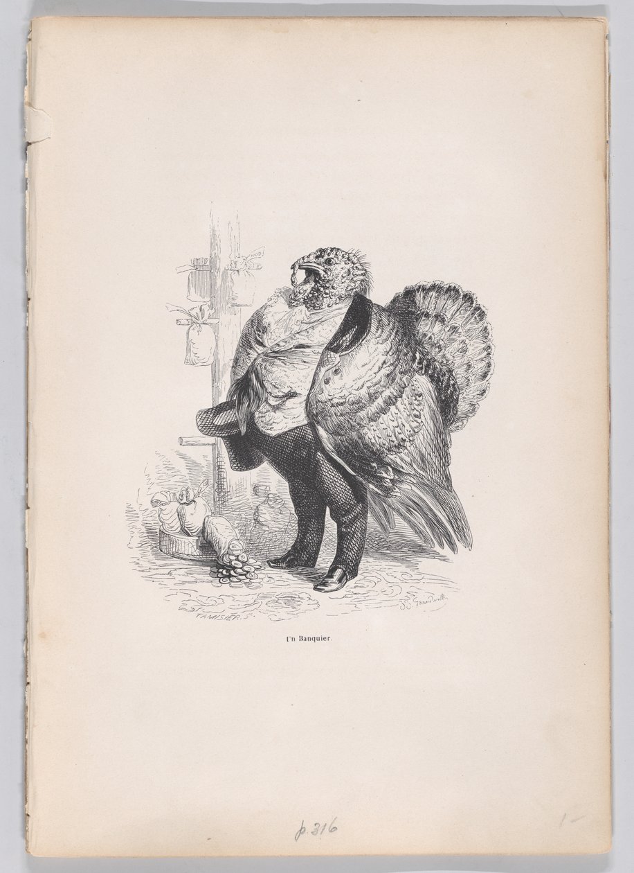 En bankir från scener ur djurens privata och offentliga liv, ca. 1837-47. av Charles Tamisier
