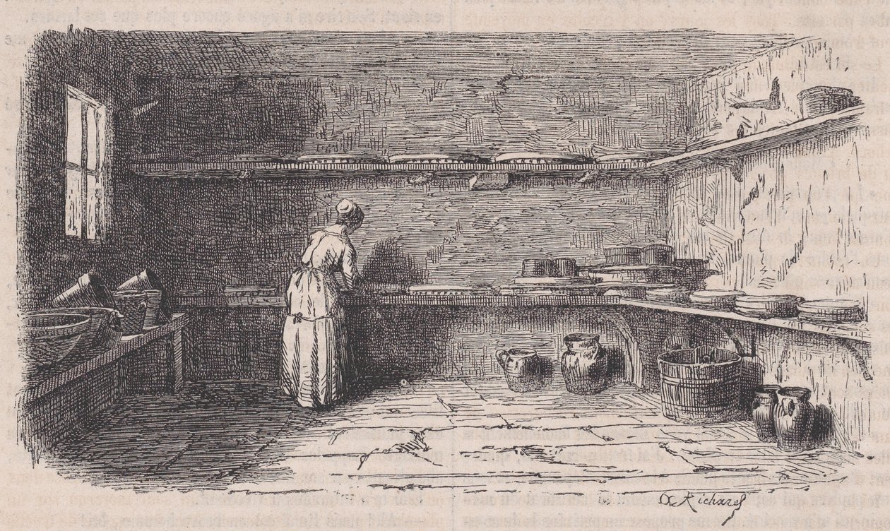 A Dairy, från Le Magasin Pittoresque, ca. 1852. av Charles Tamisier