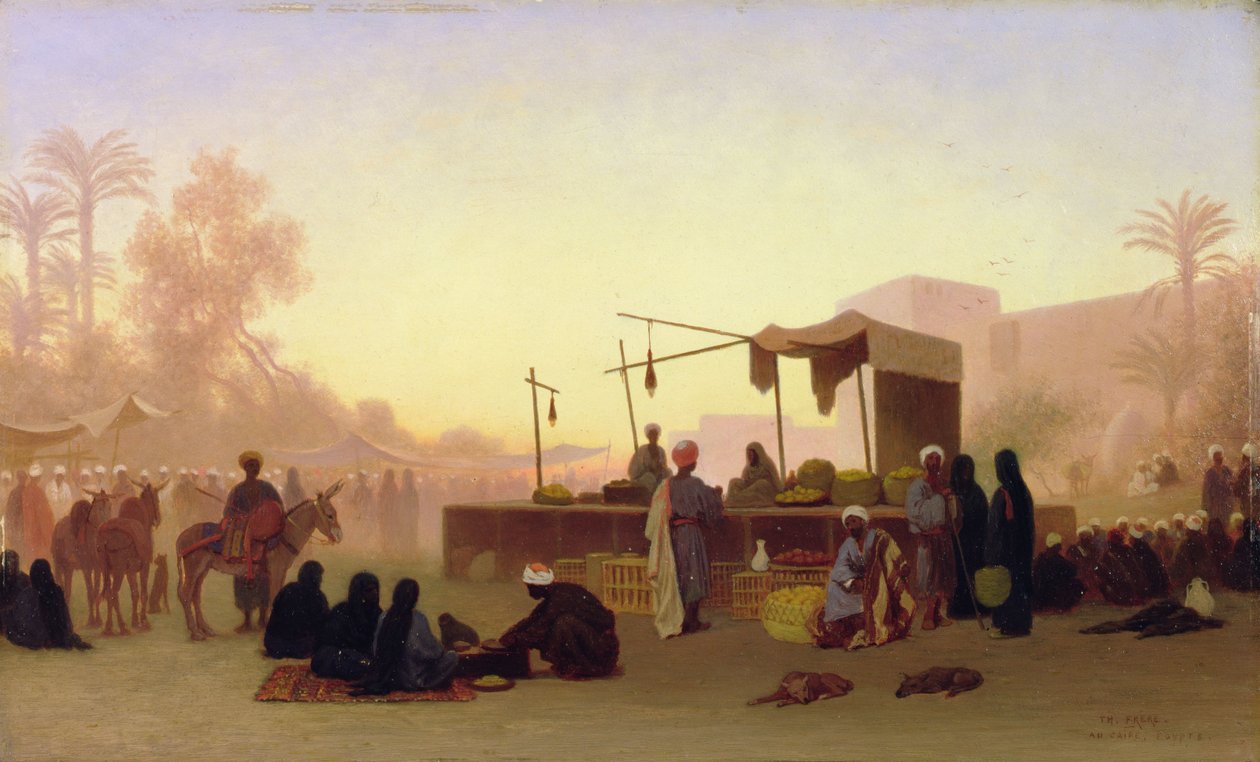 Kairo, Egypten (olja på panel) av Charles Theodore  Frere
