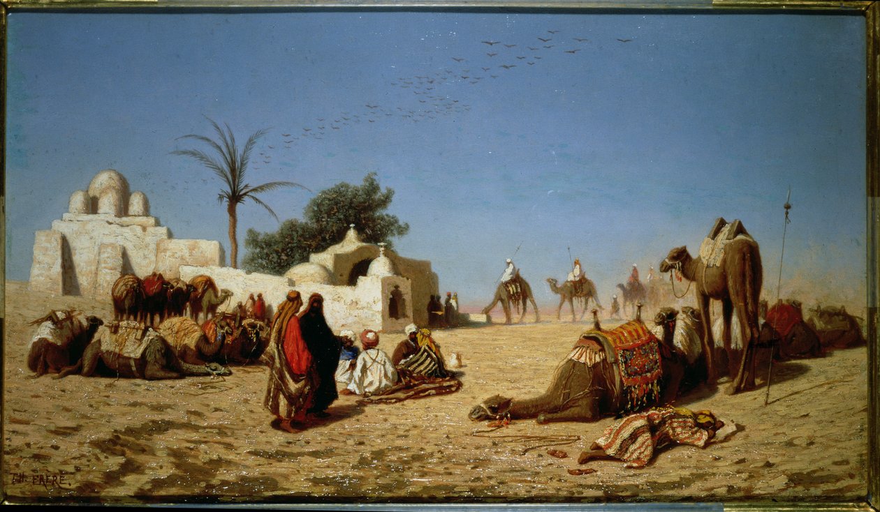 En karavan stannade i öknen av Charles Theodore Frere