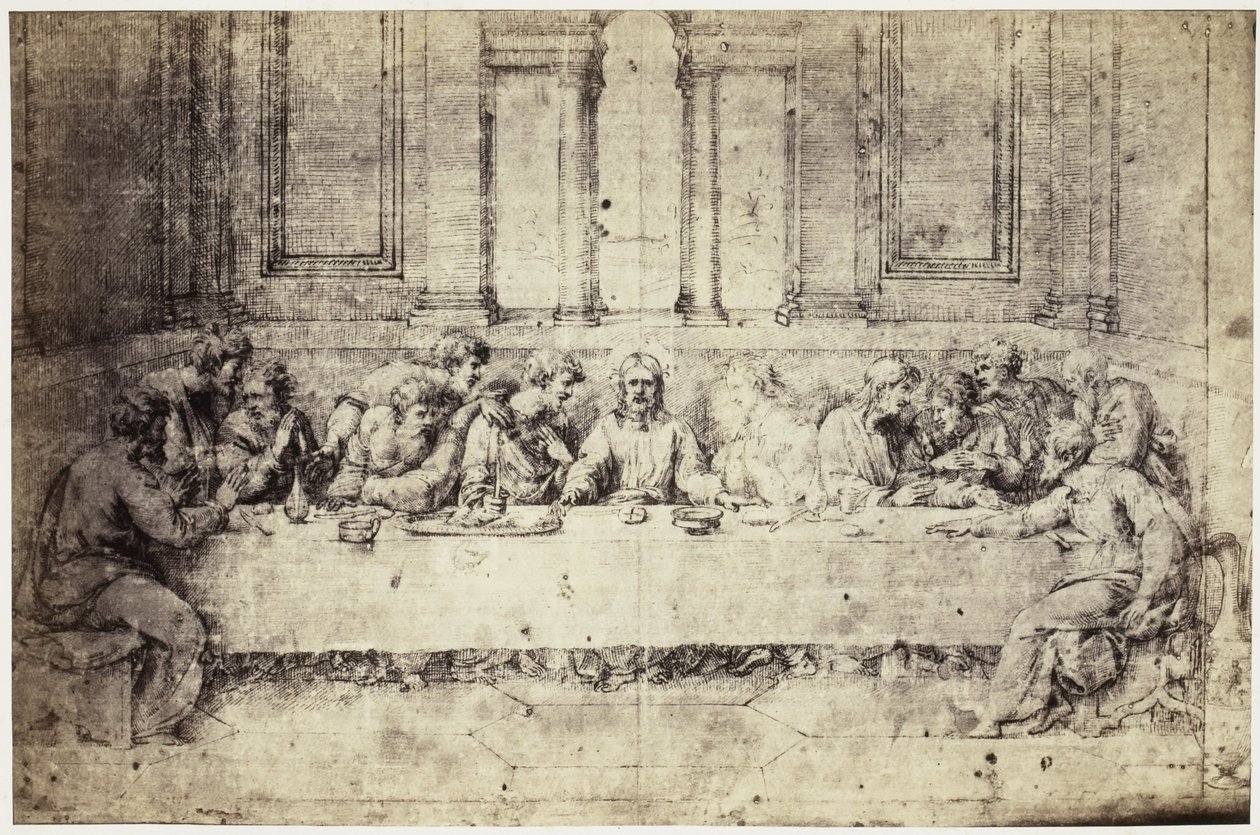Fotoreproduktion av en teckning av Raphael, Nattvarden av Charles Thurston Thompson