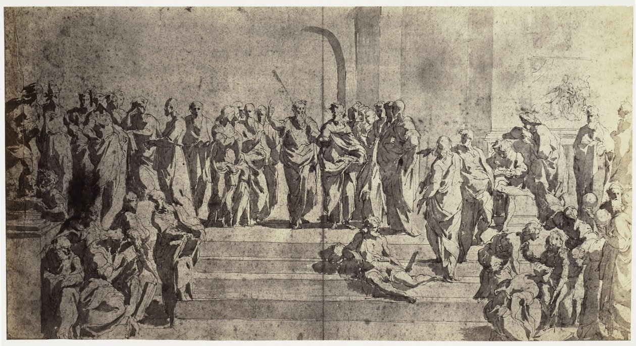 Fotoreproduktion av en teckning av Raphael, studie för The School of Athena av Charles Thurston Thompson