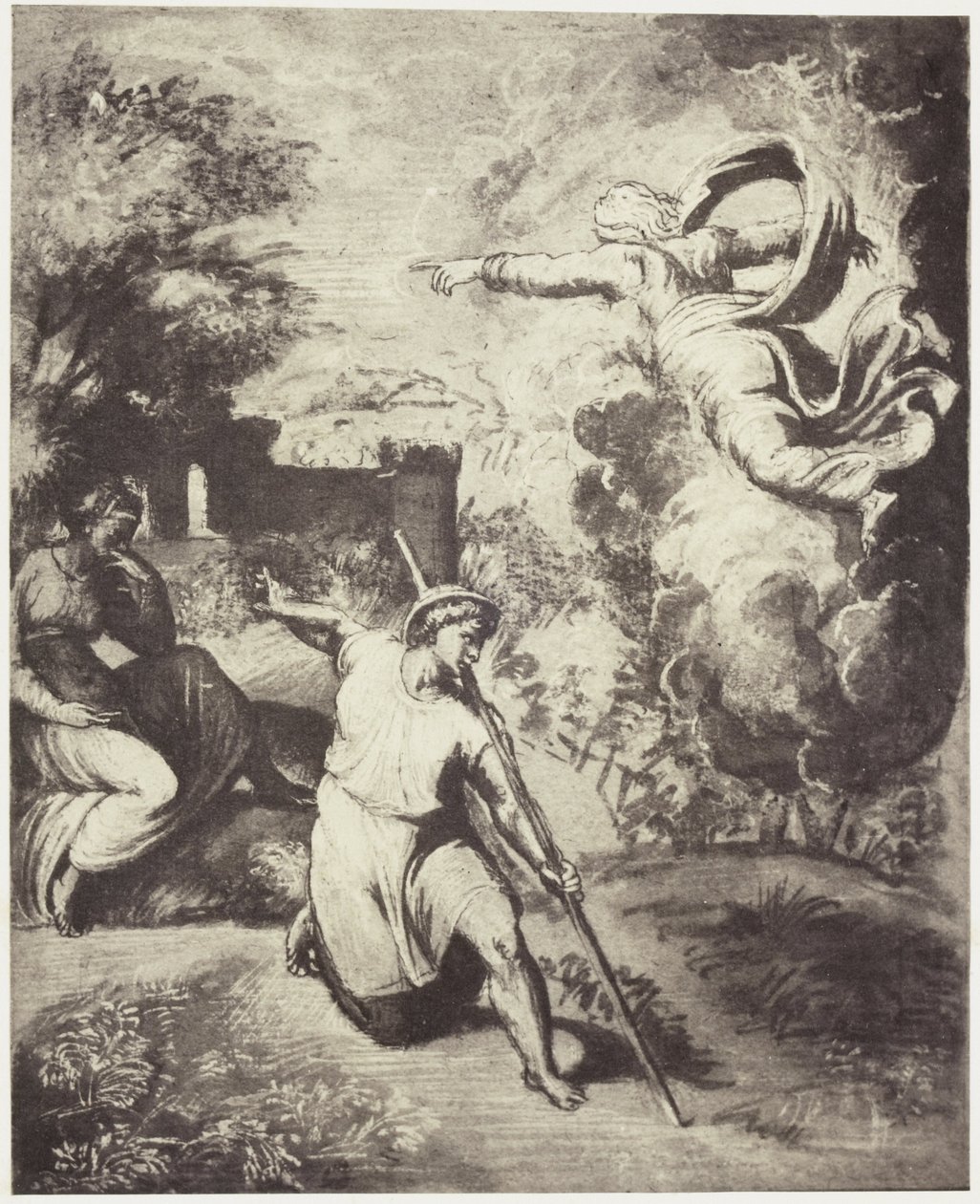 Fotoreproduktion av en teckning av Raphael, utvisning av Adam och Eva från paradiset av Charles Thurston Thompson