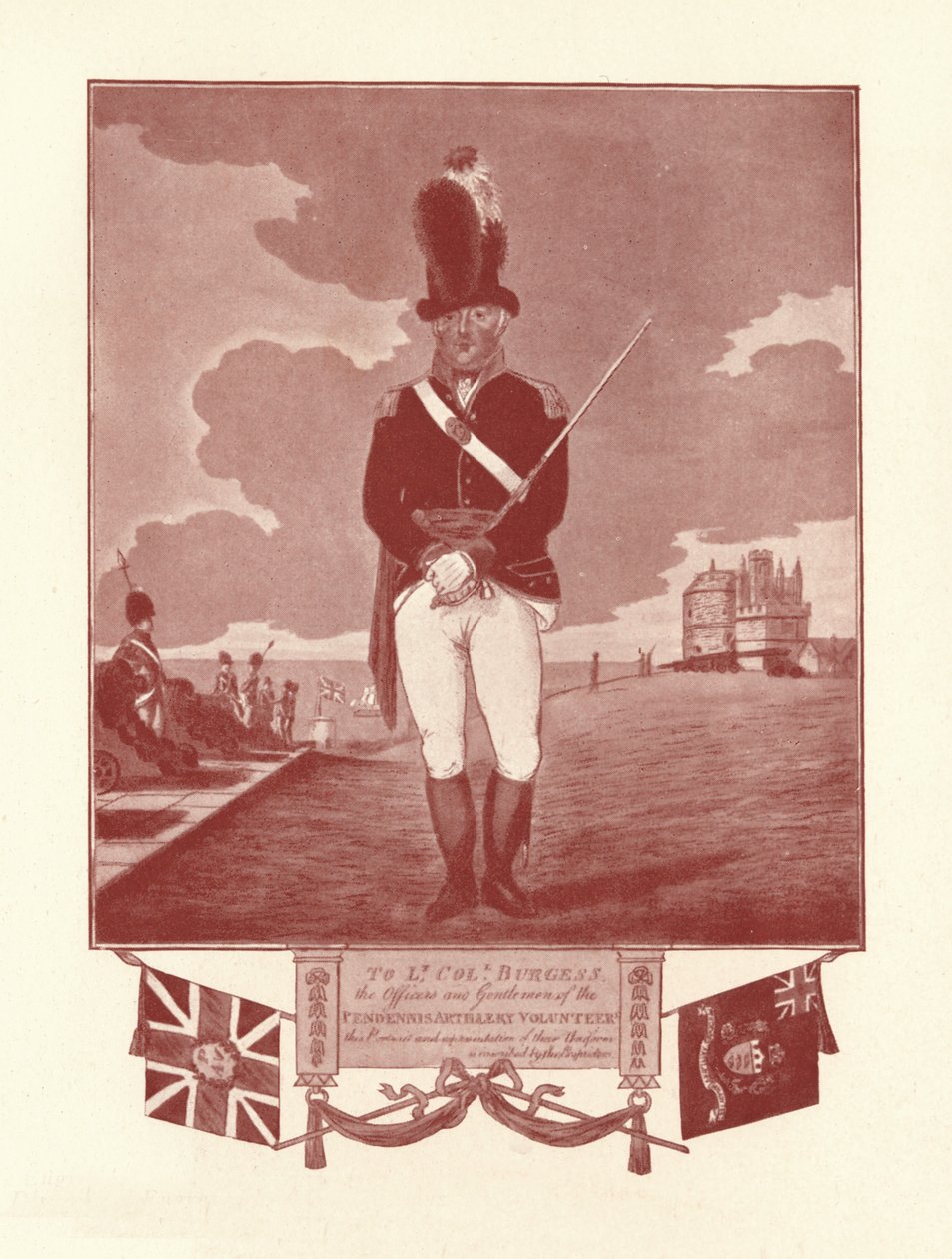 Porträttrepresentation av uniform inskriven av innehavaren, 1780-1820, 1909 av Charles Tomkins