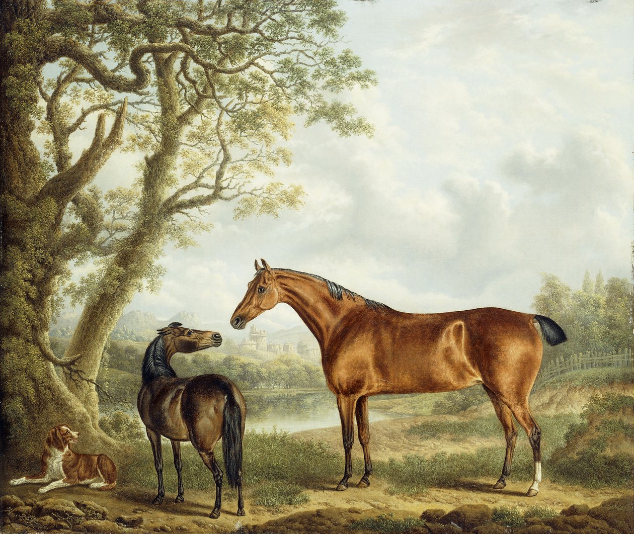 Jägare och en spaniel i ett vidsträckt landskap, 1827 av Charles Towne
