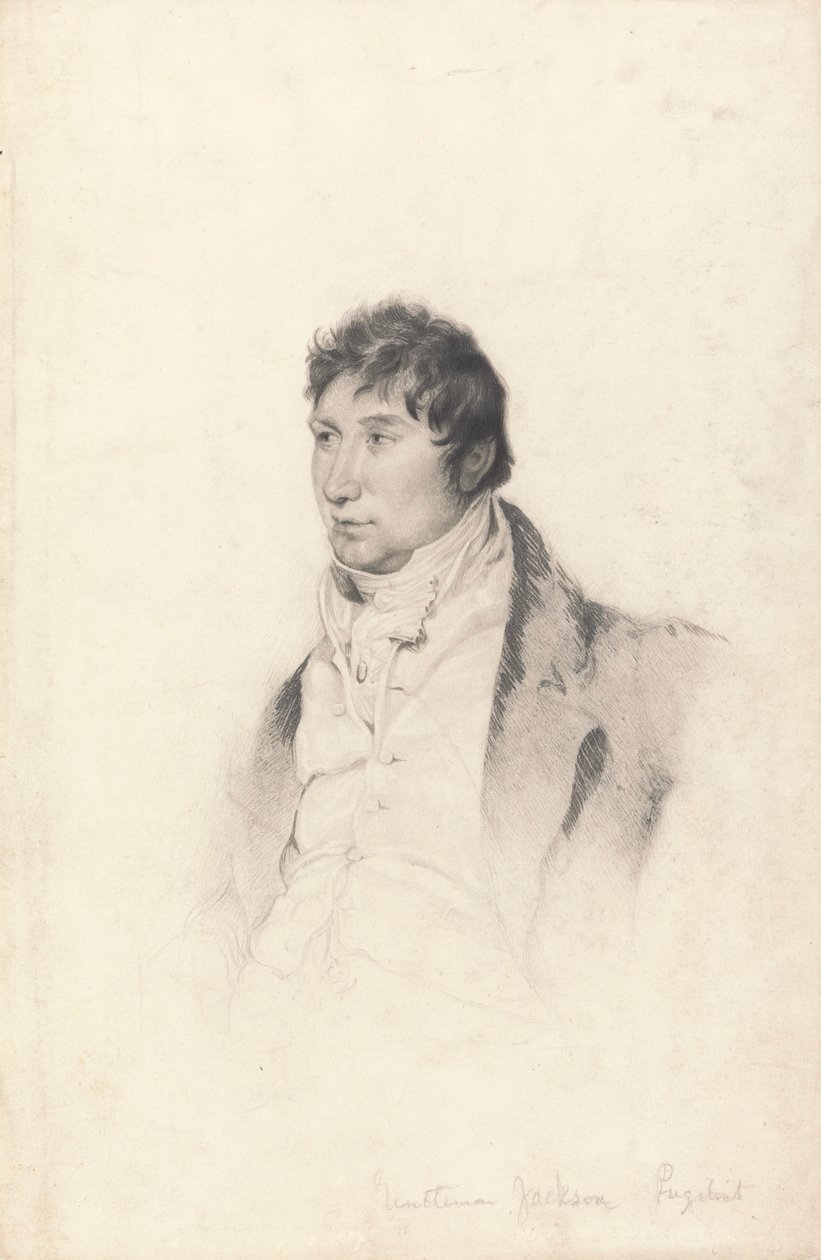 En porträttstudie för gravyr av gentleman Jackson av Charles Turner