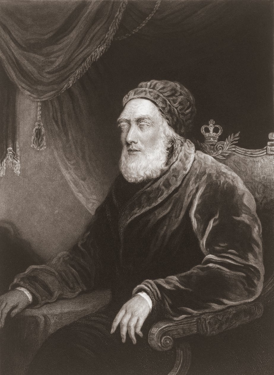 Kung Georg III i ålderdom. Porträtt. (skriva ut) av Charles Turner