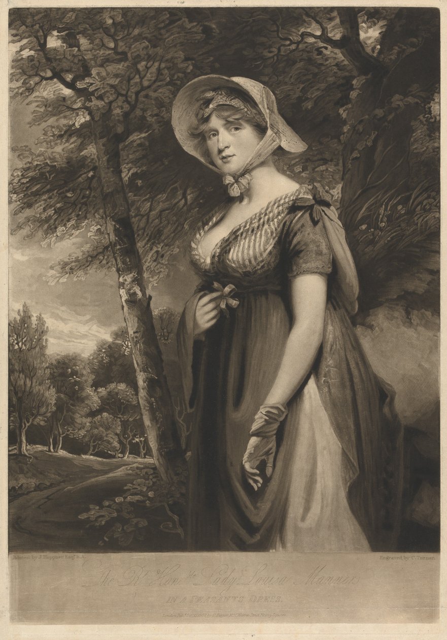 Den högt ärade Lady Louisa Manners i bondkläder av Charles Turner