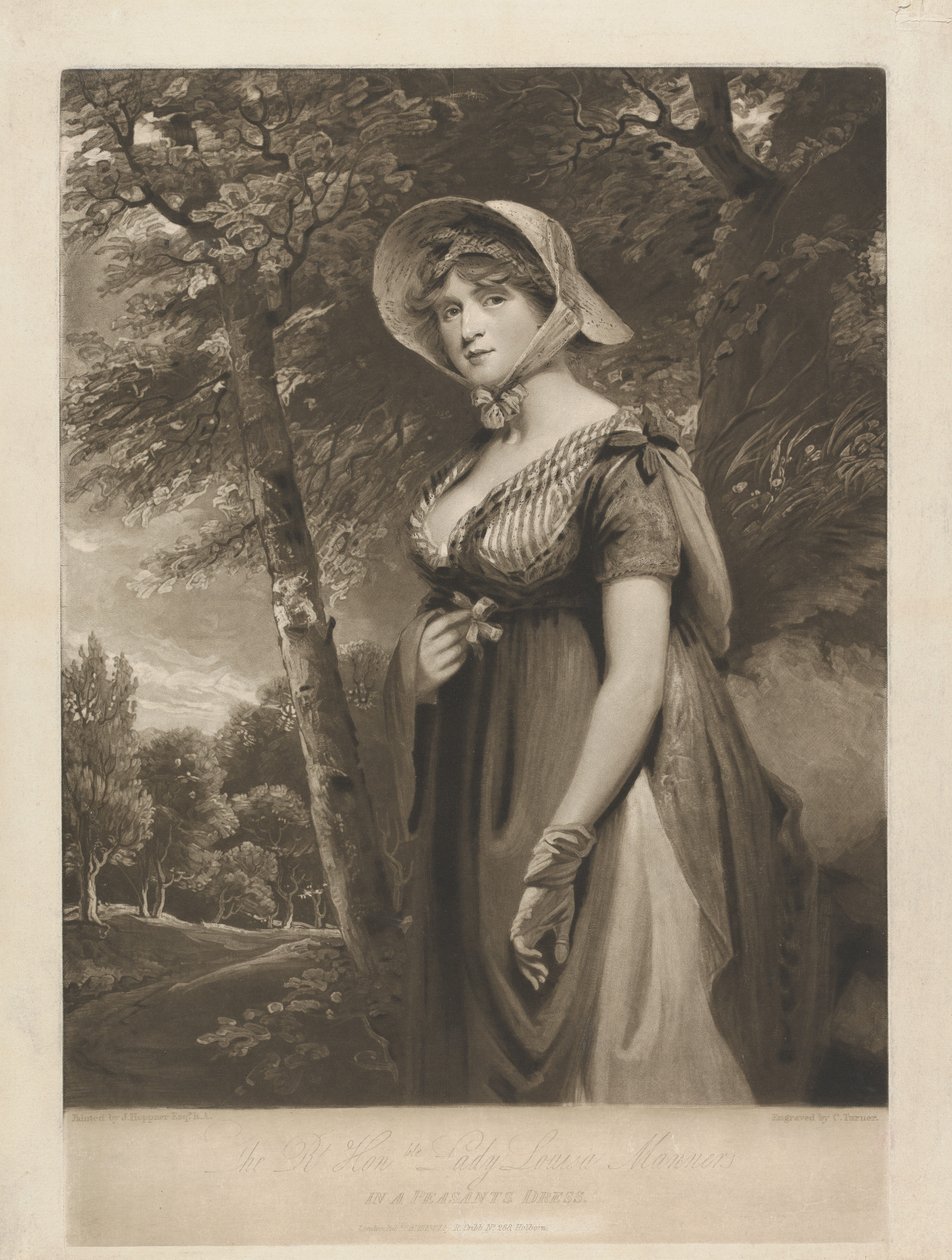 Den högt ärade Lady Louisa Manners i bondkläder av Charles Turner