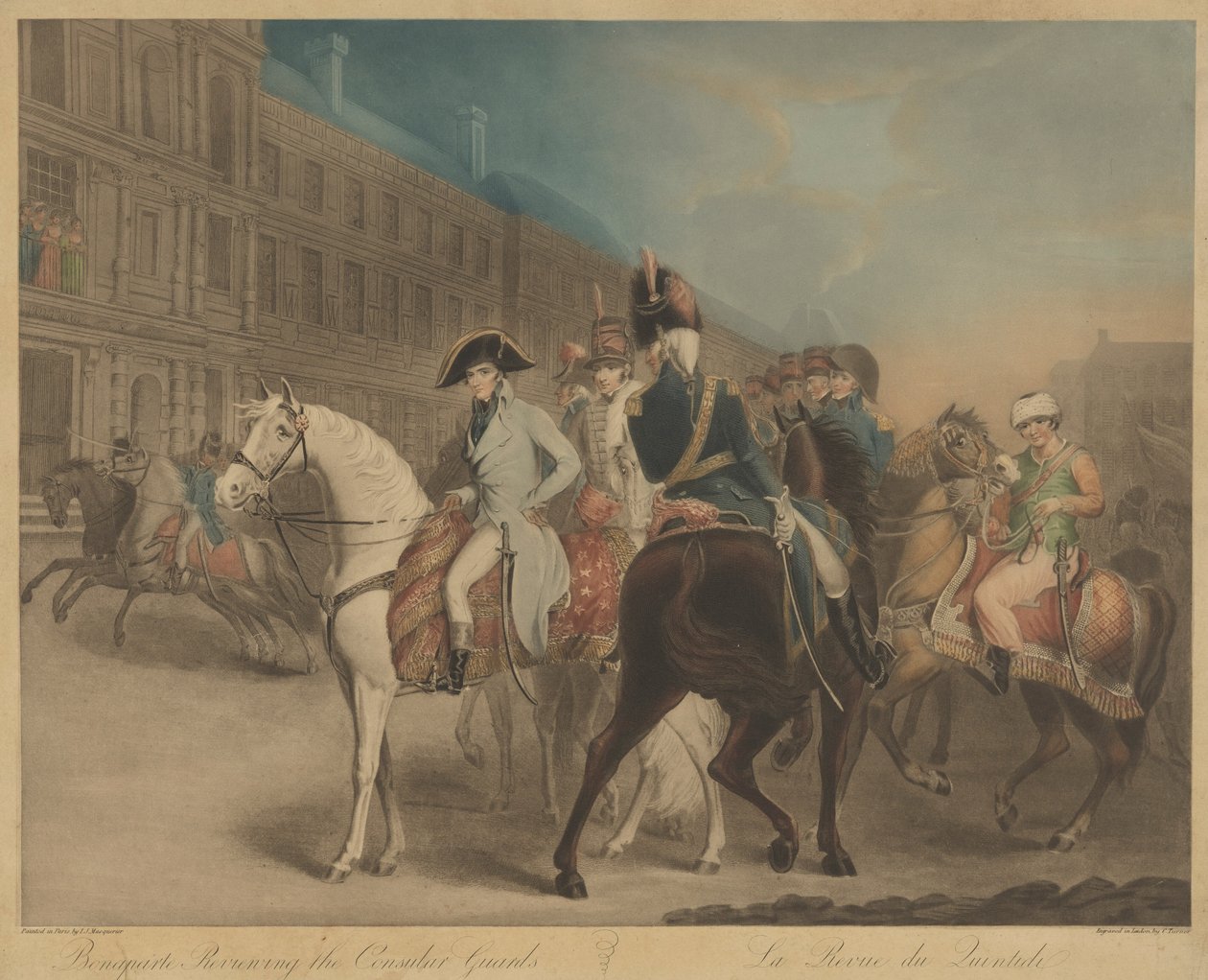 Bonaparte granskar det konsulära gardet (La Revue du Quintidi) av Charles Turner after John James Masquerier