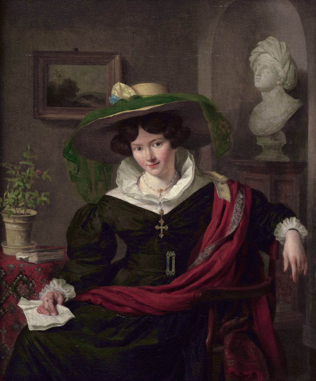 Porträtt av Carolina Frederica Kerst, hustru till Louis Royer av Charles van Beveren
