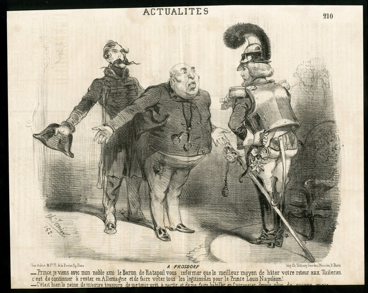 Illustration av Charles Vernier (? -1887) i Le Charivari - Om - Tyskland Preussen, republikens president, Frosdorf - Ratapoil av Charles Vernier