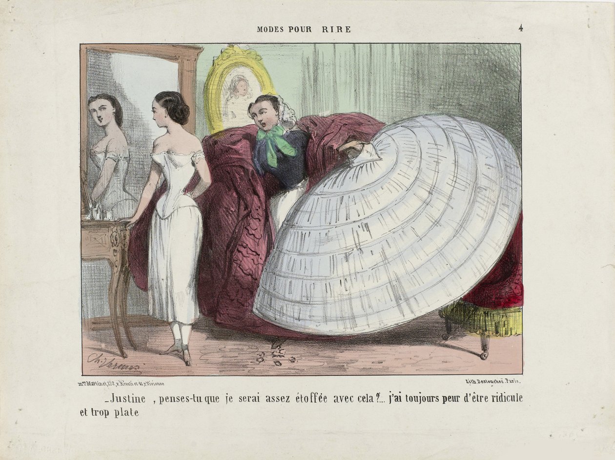 Justine, tror du att jag blir tillräckligt fylld av det här... Från Modes pour rire, 1855-1859. av Charles Vernier
