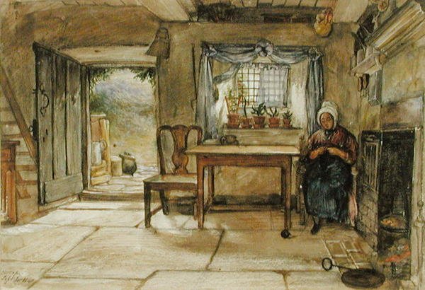Stuga interiör av Charles West Cope