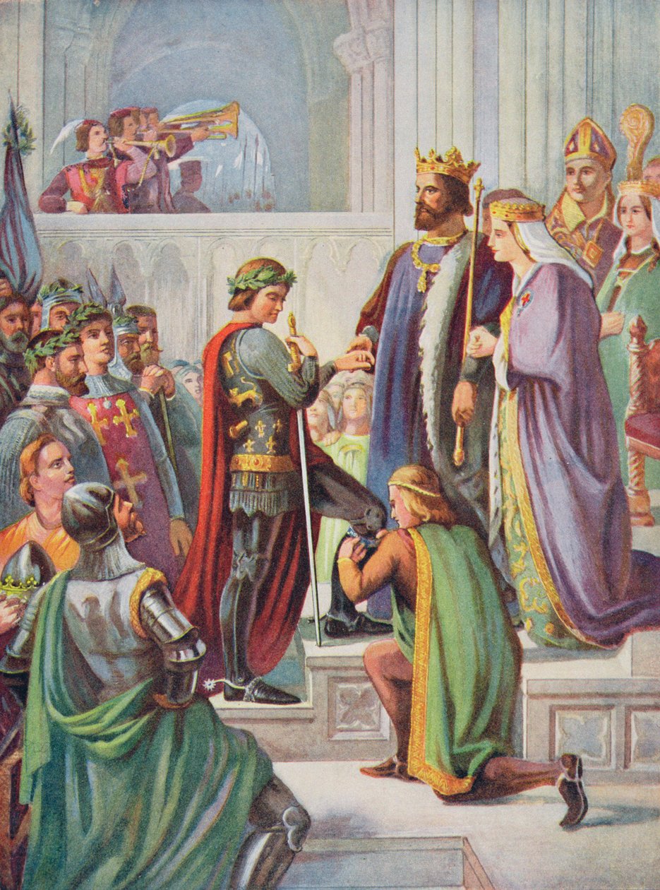 The Investiture of the Black Prince (1330-76) as a Knight of the Garter, illustration från 
