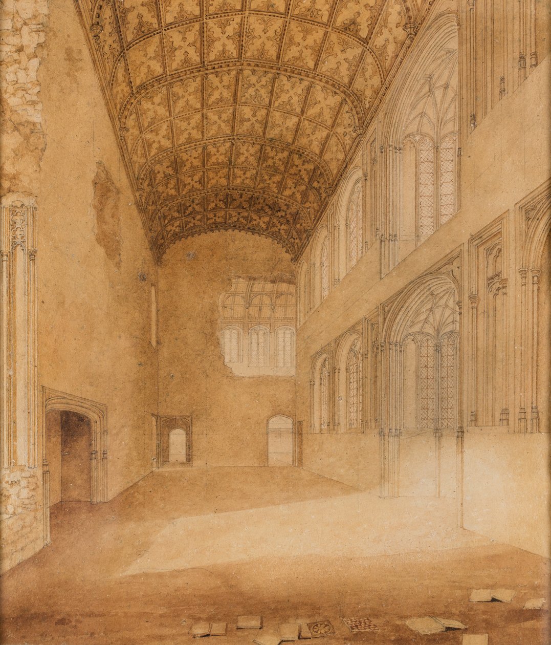 Crosby Hall (No.1), ca 1818 (akvarell på papper) av Charles Wild