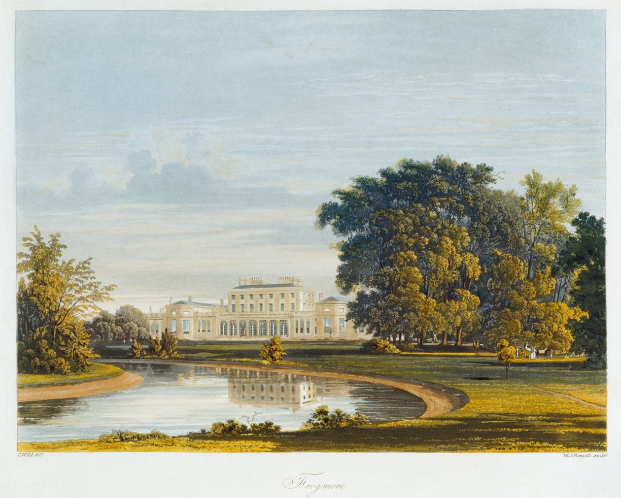 Frogmore, från The History of the Royal Residences, graverad av William James Bennett (1787-1844), av William Henry Pyne (1769-1843), 1819 av Charles Wild