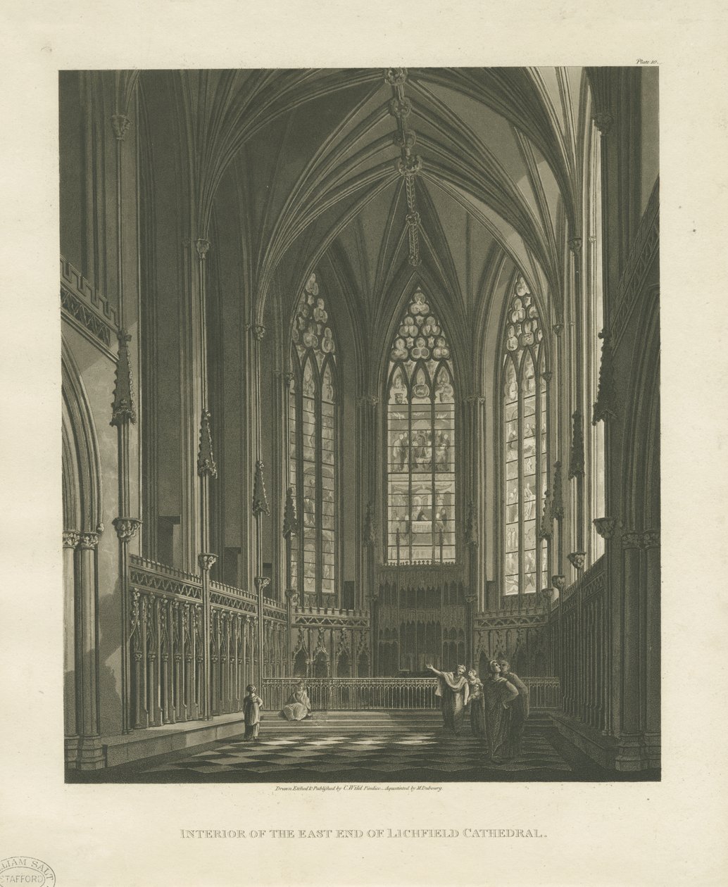 Interiör av Lichfield Cathedral - Lady Chapel: akvatintgravyr, nd [c 1813] (tryck) av Charles Wild