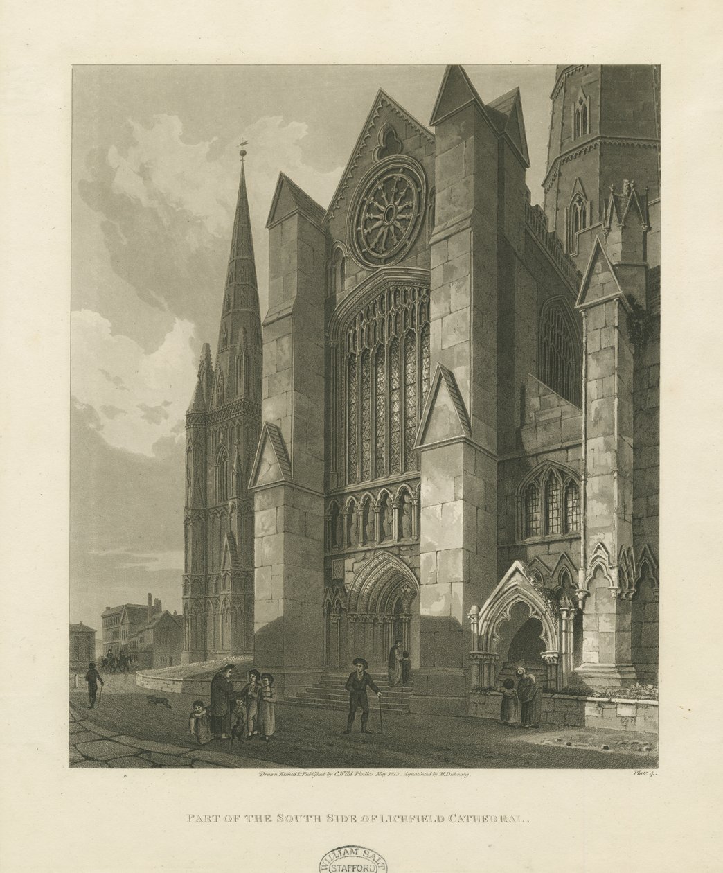 Lichfield Cathedral - South Transept: akvatintgravyr av Charles Wild