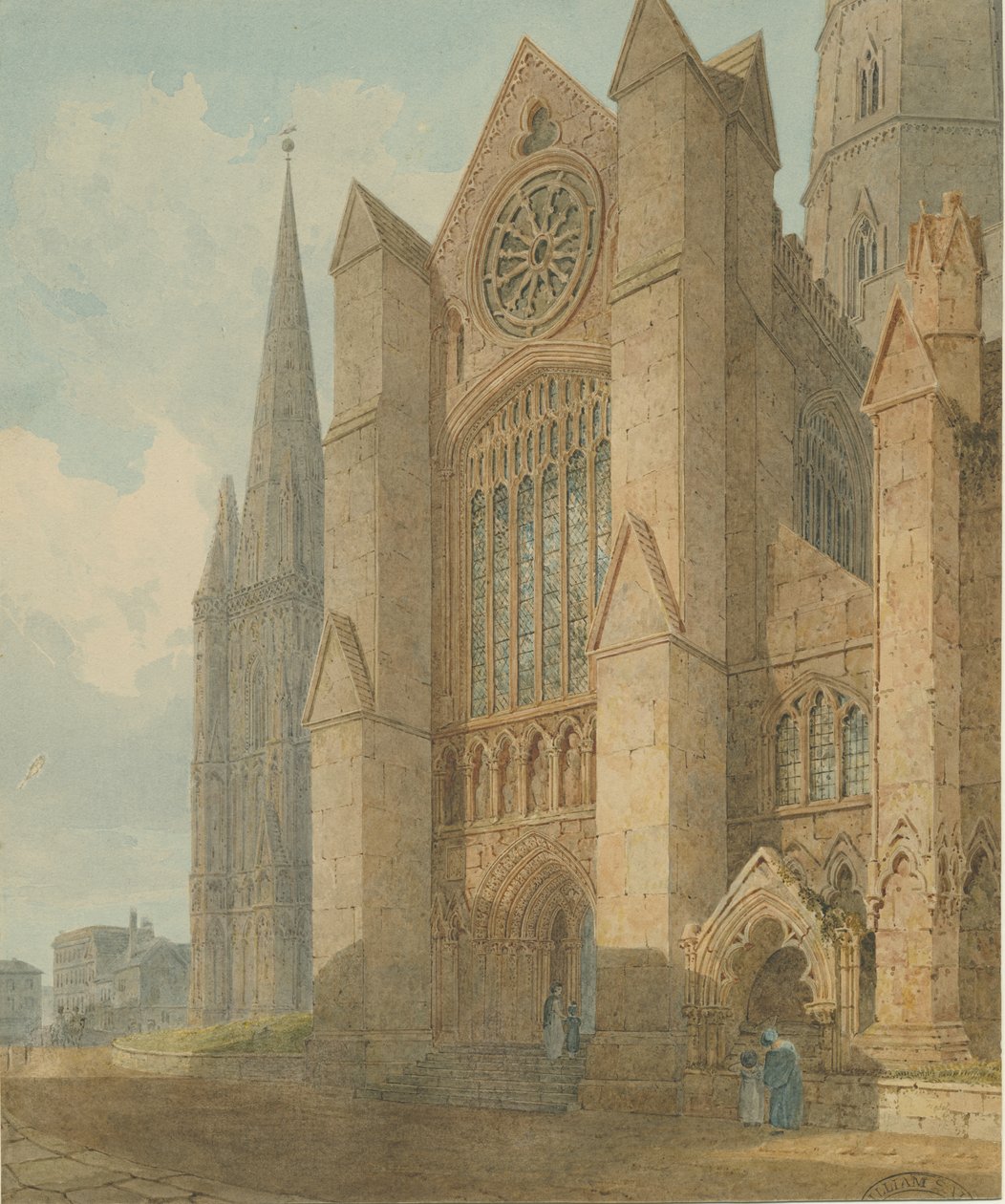 Lichfield Cathedral - South Transept: akvarellmålning, [1813] av Charles Wild