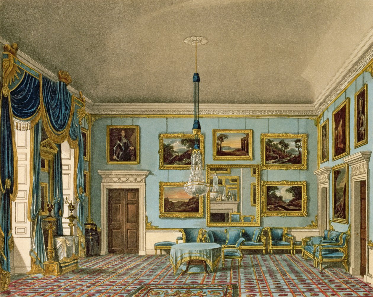 The Blue Velvet Room på Buckingham House, graverad av Daniel Havell av Charles Wild