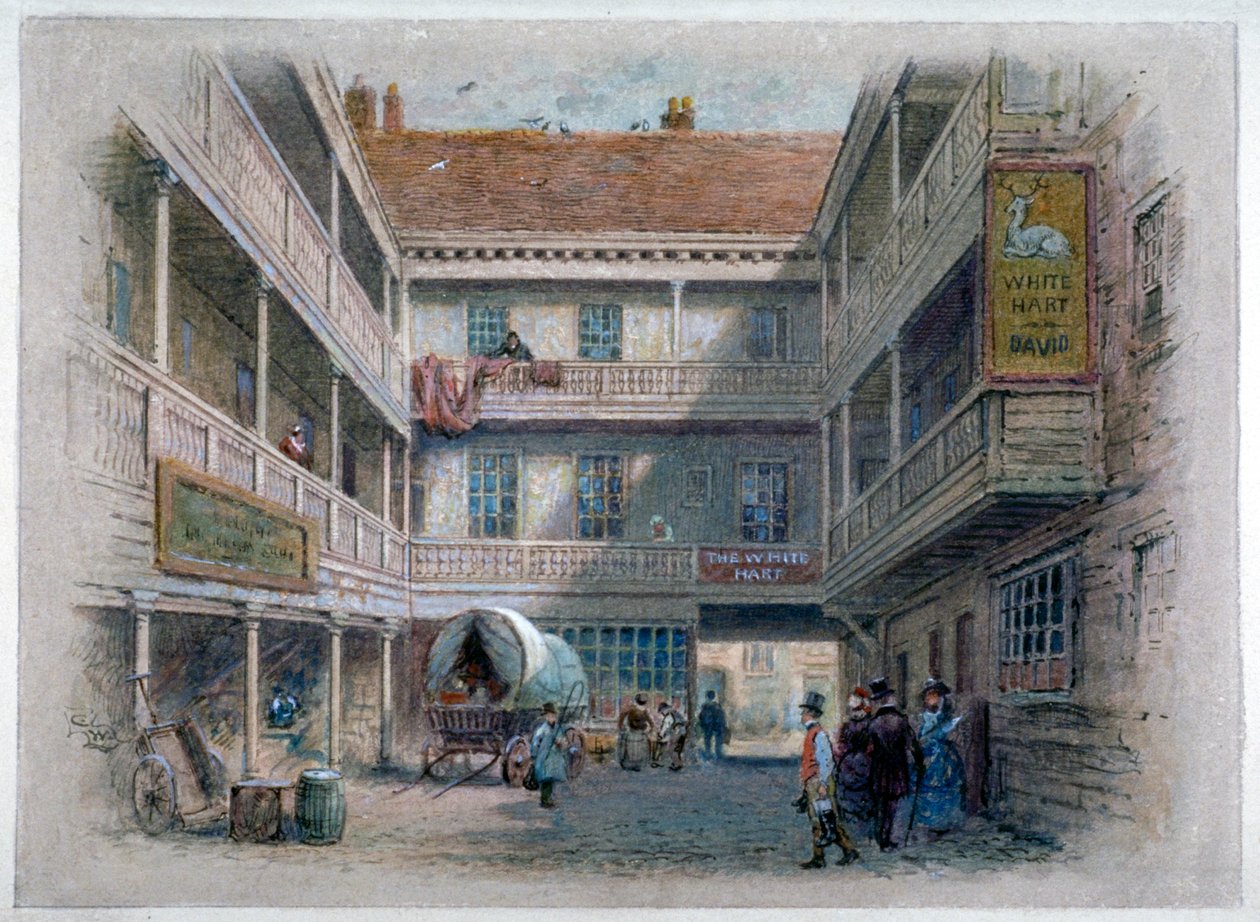 Courtyard of the White Hart Inn, Borough High Street, Southwark, London, c1860 av Charles Wilkinson
