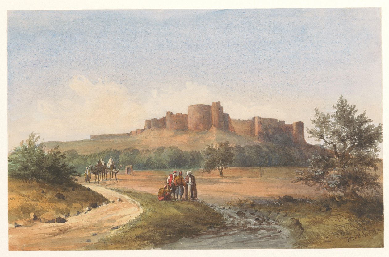 Utsikt över slottet St Louis i Sidon, Libanon av Charles William Meredith van de Velde