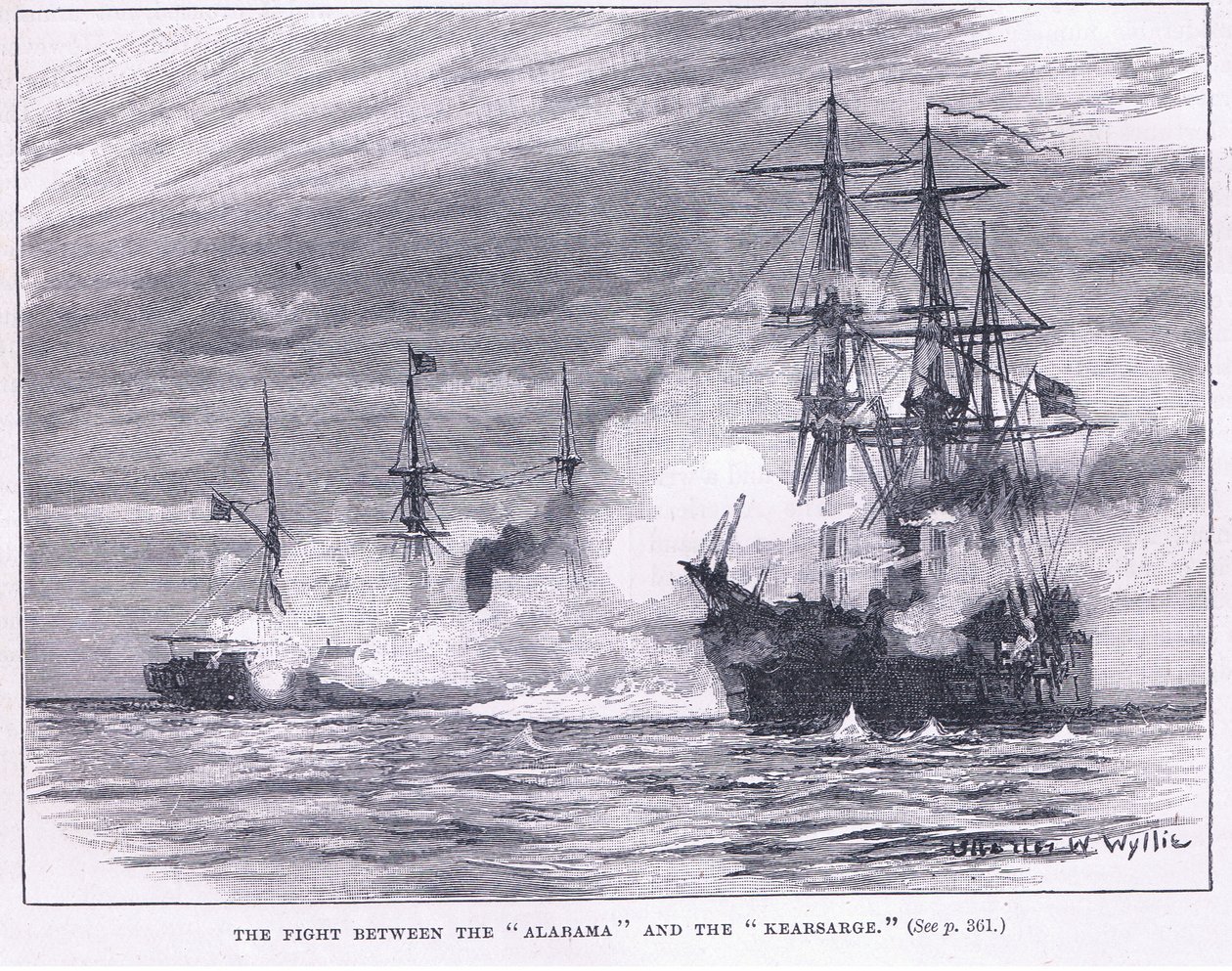 Kampen mellan "Alarama" och "Kearsarge" av Charles William Wyllie