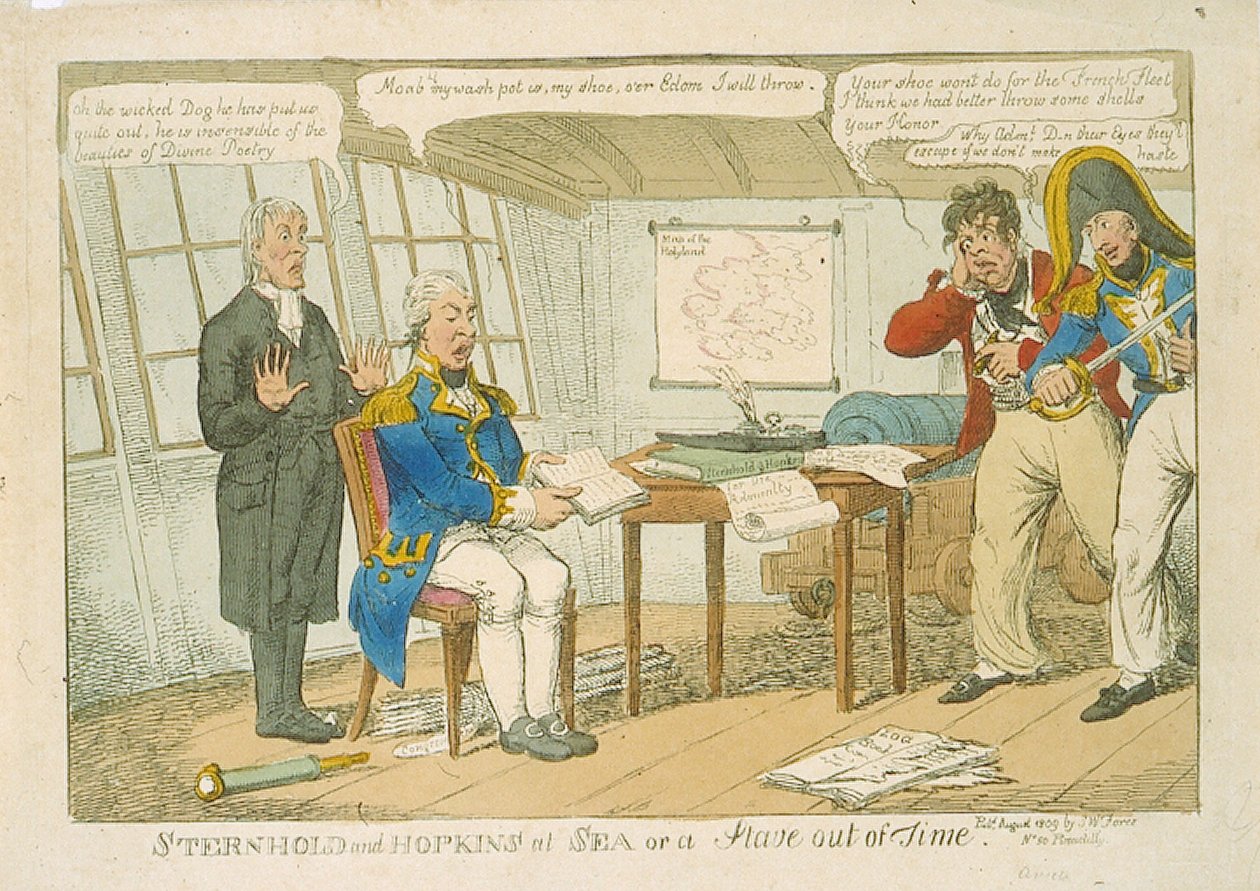 Sternhold and Hopkins at Sea or a Stave out of Time, 1809 (färgetsning) av Charles Williams