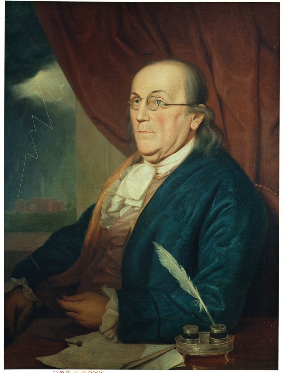 Porträtt av Benjamin Franklin (1706-90) 1789 av Charles Willson Peale