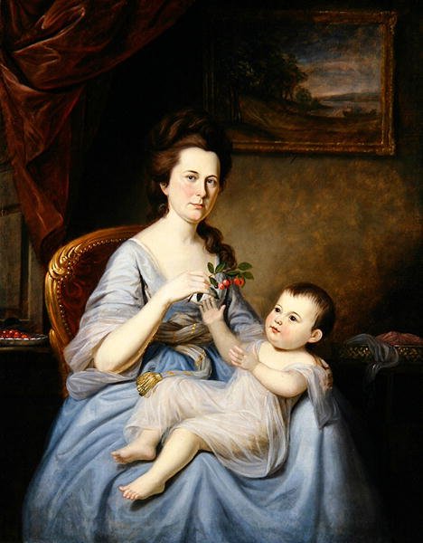 Porträtt av Mrs. David Forman och barn, ca 1785 (olja på duk) av Charles Willson Peale