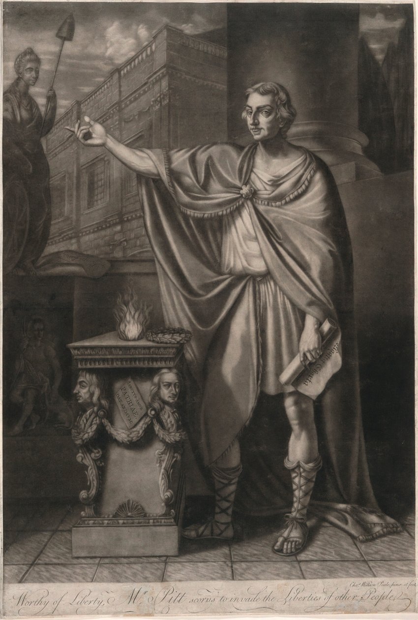 Värdig frihet, Mr. Pitt hånar att invadera andra människors friheter av Charles Willson Peale