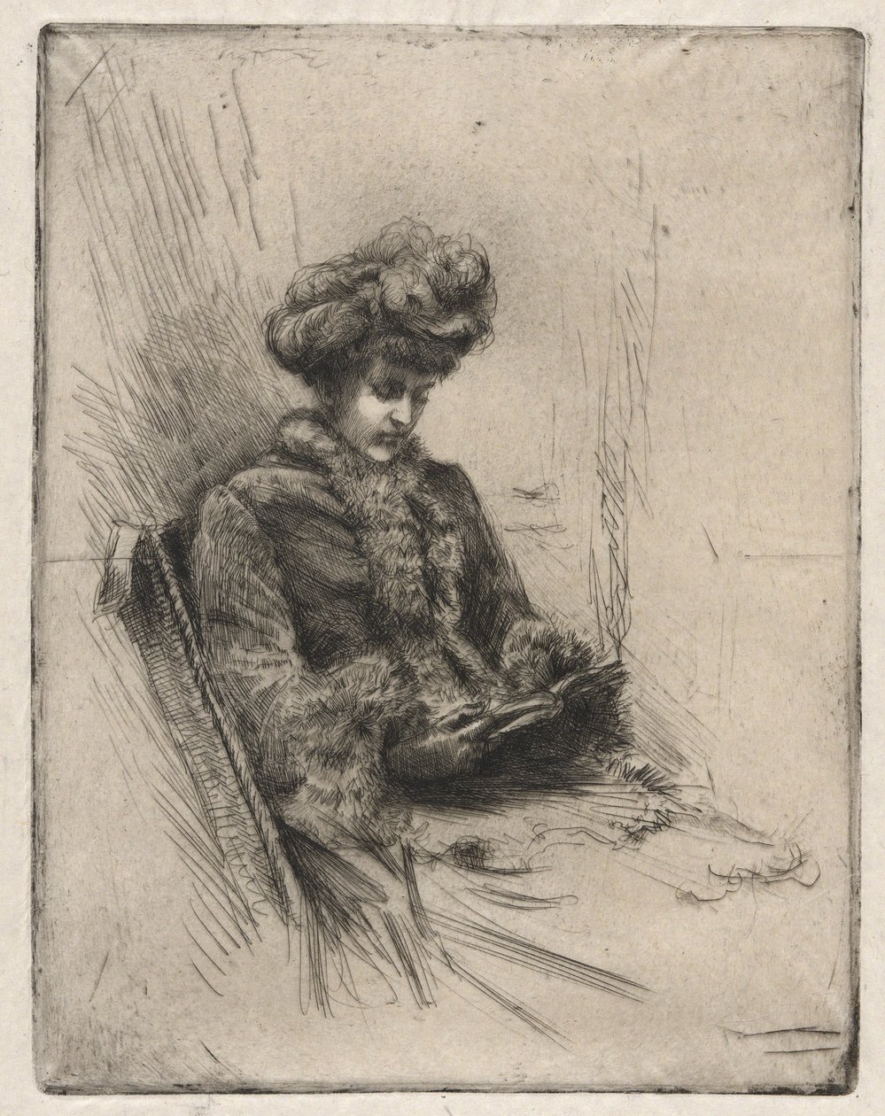 Sittande ung kvinna, läsning av Charles Yardley Turner