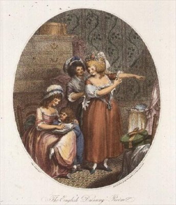 The English Dressing Room, graverad av P.W. Tomkins (1760-1840) (akvatint) (se även 64847, 64848 och 64850) av Charles after Ansell