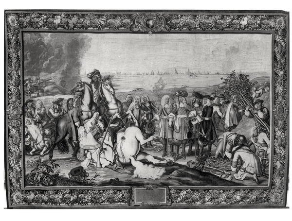 Ludvig XIV (1638-1715) vid belägringen av Douai, juli 1667, Gobelins verkstad av Charles attr. to Le Brun